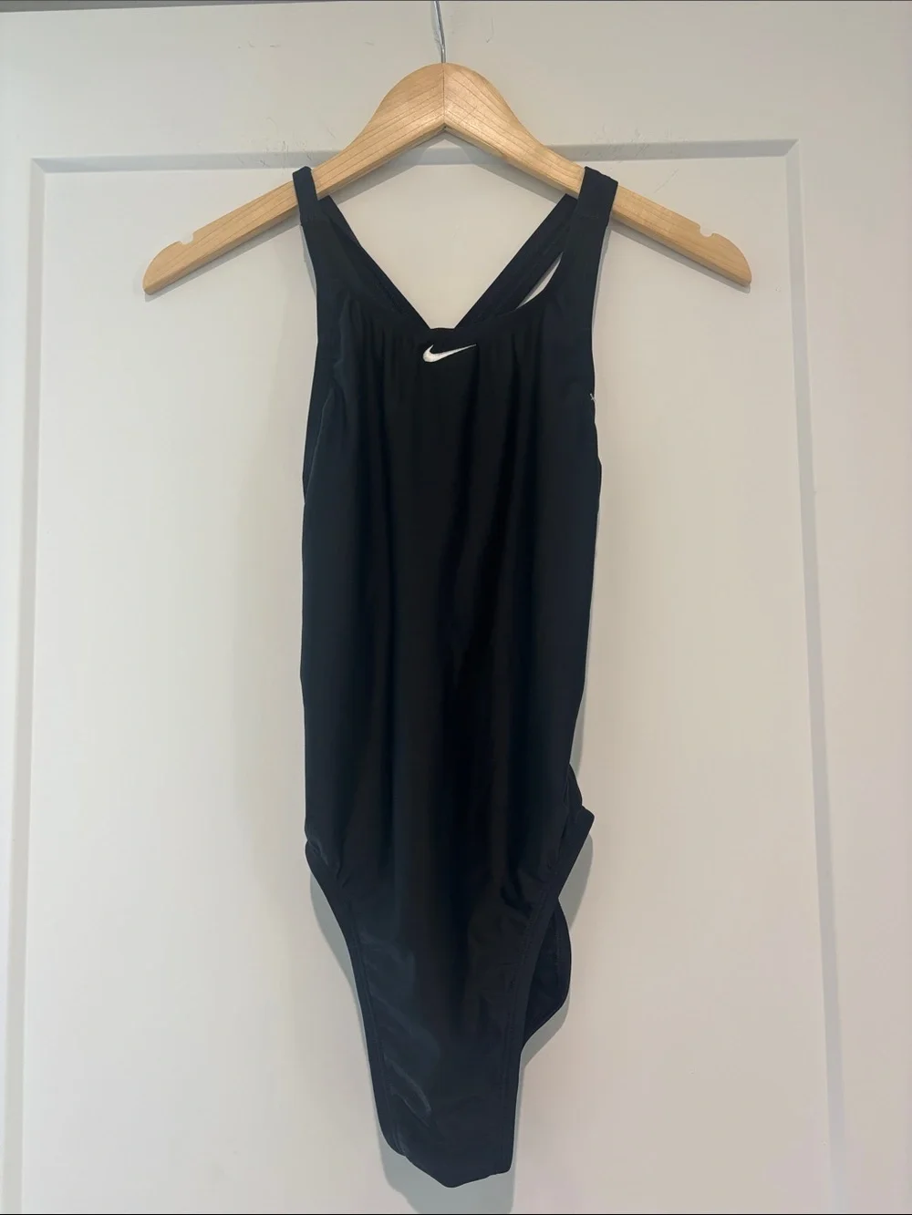 Nike Black Performance Vintage One-Piece Swimsuit with White Swoosh